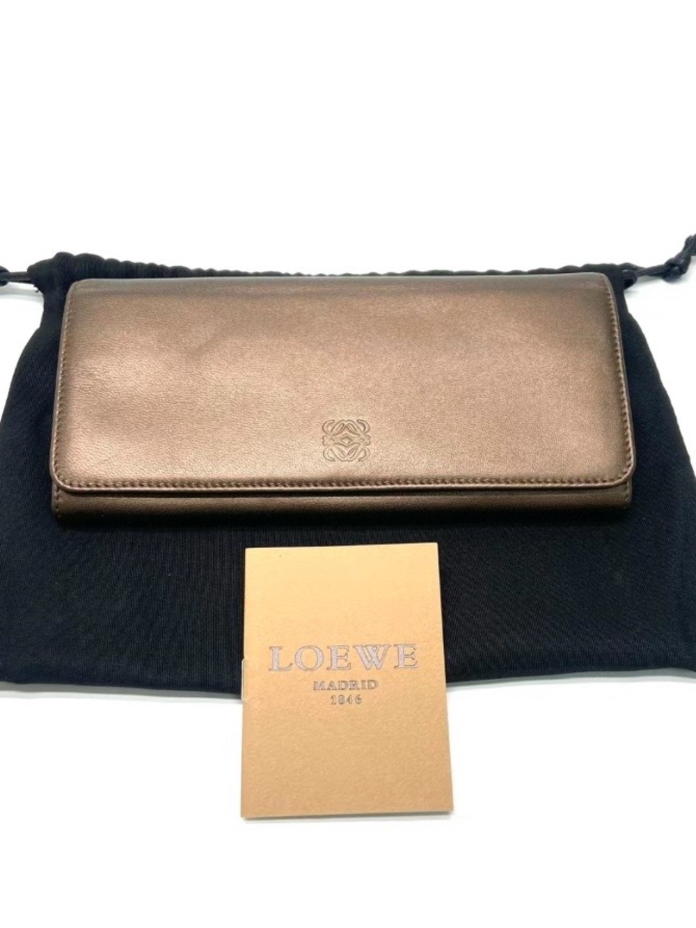 Loewe Metallic Bronze Leather Continental Wallet